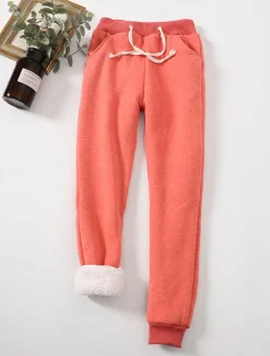 Online Women's Fleece Pants Sweatpants Pants Trousers Active Streetwear Casual Full Length High Waist Plain Pocket Drawstring Elastic Waist Thermal Warm Breathability Soft Micro-elastic Outdoor Street Sport Women Pants
