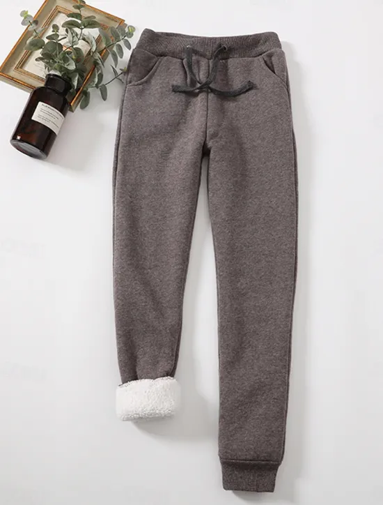 Online Women's Fleece Pants Sweatpants Pants Trousers Active Streetwear Casual Full Length High Waist Plain Pocket Drawstring Elastic Waist Thermal Warm Breathability Soft Micro-elastic Outdoor Street Sport Women Pants