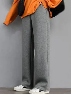 Discount Women's Fleece Pants Sweatpants Pants Trousers Full Length Fashion Streetwear Street Daily Black Grey M L Winter Women Pants