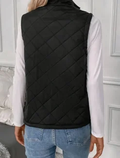 Sale Women's Fleece Vest Warm Breathable Zipper Pocket Fleece Lined Casual Plain Vacation Street Daily Wear Going out Zipper Regular Stand Collar Regular Fit Sleeveless Outerwear Fall Winter Women Puffers & Parka