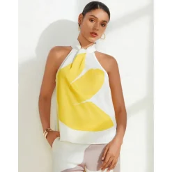New Women's Floral Daily Wear Vacation Casual Daily Sleeveless Floral Style Sleeveless Halter Neck Summer Women Tank Tops & Camis