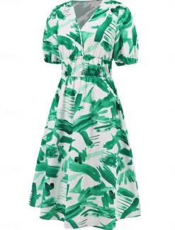 Online Women's Floral V Neck Maxi Dress Short Sleeve Summer Spring Women Spring Dresses
