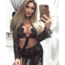 Women's Gartered Lingerie Sexy Lingerie Lingerie Set Pure Color Sexy Uniforms Hot Retro Party Valentine's Day Lace Fall Winter White Black / Spring / Summer Home Outfits Women Lingerie