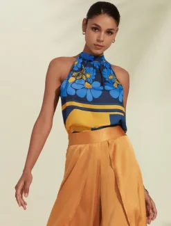 Clearance Women's Geometic Flower / Plants Vacation Weekend Sleeveless Ruched Tie back / Tie front Sleeveless Blouses Tied Neck Summer Women Tank Tops & Camis