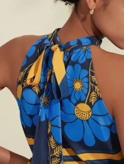 Clearance Women's Geometic Flower / Plants Vacation Weekend Sleeveless Ruched Tie back / Tie front Sleeveless Blouses Tied Neck Summer Women Tank Tops & Camis