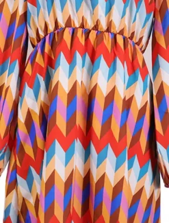 Discount Women's Geometric Stand Collar Maxi Dress Long Sleeve Summer Spring Women Spring Dresses|Casual Dress
