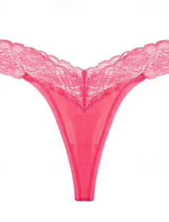 Online Women's G-strings & Thongs Panties 1 PC Underwear Romantic Sexy Lace Lace Pure Color Cotton Low Waist Petite Super Sexy Black Pink Wine XS S M Home Outfits Women Lingerie