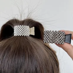 Women's Hair Clip For Daily Classic Crystal Alloy Crown Rhinestone Grabber Pearl Rhinestone Grabber Crown Black Diamond Hair Clip Women Accessories