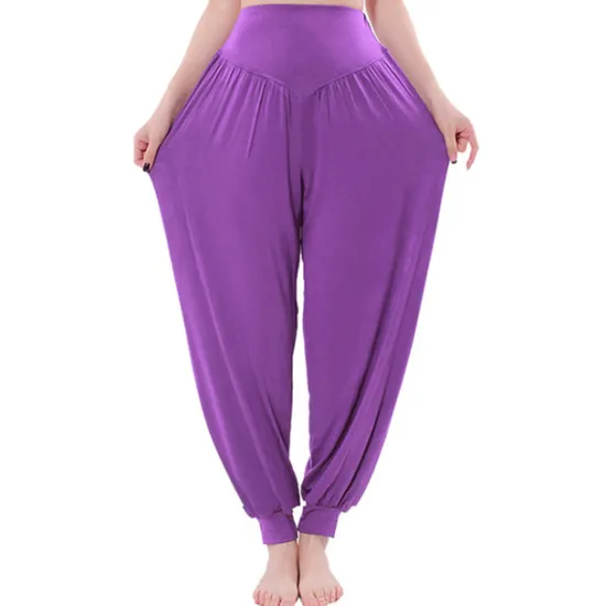 Best Women's Harem Pants Breathable Quick Dry Moisture Wicking Zumba Belly Dance Yoga Bloomers Bottoms Light Purple White Black Modal Spandex Plus Size Sports Activewear High Elasticity Loose Fit Women Pants