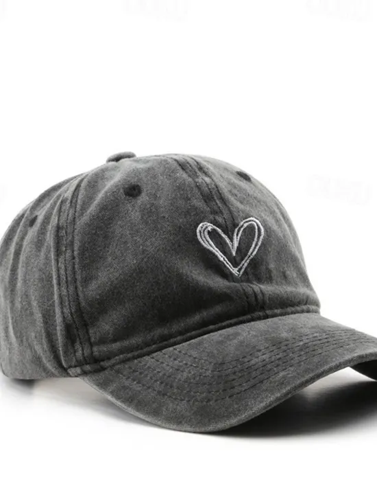 Best Women's Hat Baseball Cap Portable Sun Protection Breathable Street Daily Weekend Embroidery Heart Women Hats