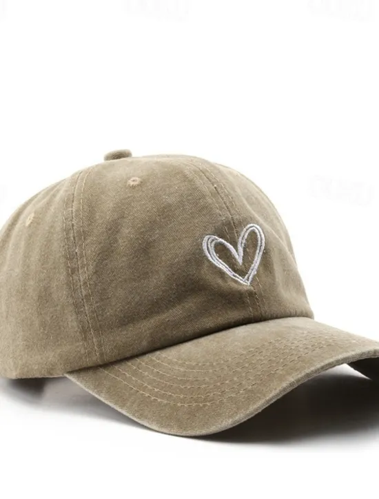 Best Women's Hat Baseball Cap Portable Sun Protection Breathable Street Daily Weekend Embroidery Heart Women Hats