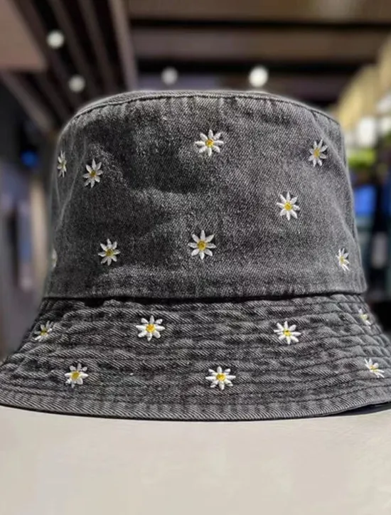 New Women's Hat Bucket Hat Sun Hat Portable Sun Protection Outdoor Daily Weekend Embroidery Daisy Women Spring Accessories|Hats