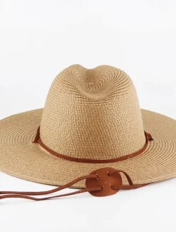 Women's Hat Straw Hat Sun Hat Portable Sun Protection Breathable Street Daily Weekend Pure Color Pure Color Women Hats
