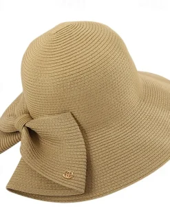 Hot Women's Hat Straw Hat Sun Hat Portable Sun Protection Breathable Street Daily Weekend Bow Pure Color Women Hats