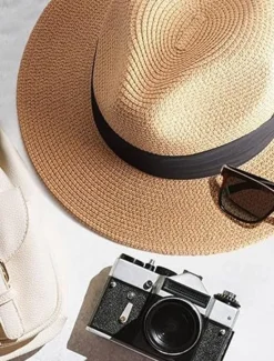Discount Women's Hat Straw Hat Sun Hat Portable Windproof Breathable Street Daily Weekend Splice Pure Color Women Hats