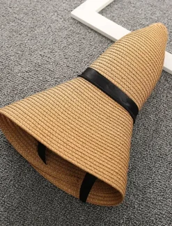 Sale Women's Hat Straw Hat Sun Hat Portable Sun Protection Breathable Street Daily Weekend Bow Pure Color Women Hats