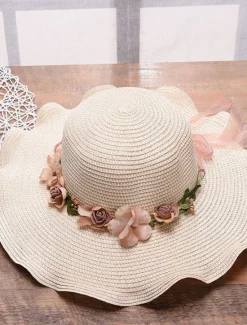 Clearance Women's Hat Sun Hat Portable Sun Protection Outdoor Holiday Beach Flower Pure Color Women Hats