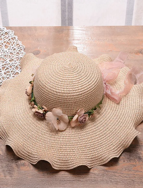Clearance Women's Hat Sun Hat Portable Sun Protection Outdoor Holiday Beach Flower Pure Color Women Hats