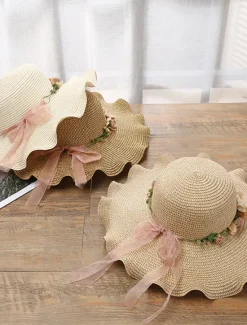Clearance Women's Hat Sun Hat Portable Sun Protection Outdoor Holiday Beach Flower Pure Color Women Hats