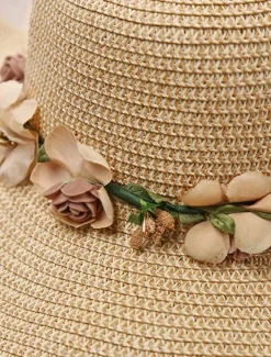 Clearance Women's Hat Sun Hat Portable Sun Protection Outdoor Holiday Beach Flower Pure Color Women Hats