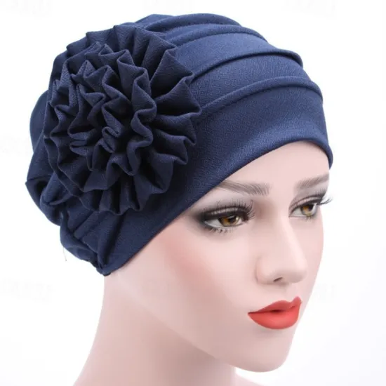 Outlet Women's Hats Spring Summer Plain Color Floral Beanie Hat Muslim Stretch Turban Hat Cap Hair Loss Headwear Hijab Cap Women Hats