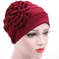 Outlet Women's Hats Spring Summer Plain Color Floral Beanie Hat Muslim Stretch Turban Hat Cap Hair Loss Headwear Hijab Cap Women Hats