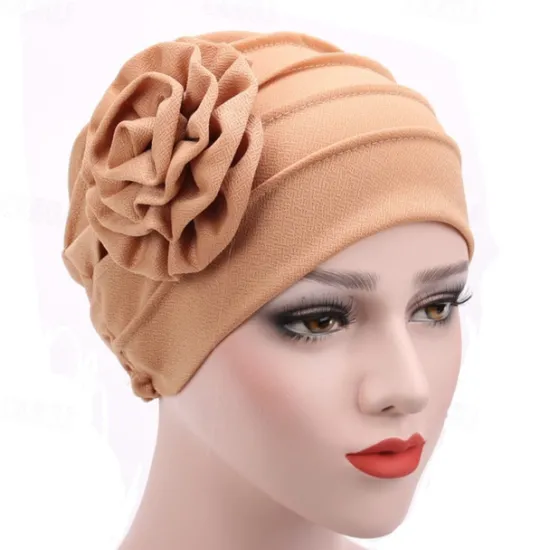 Outlet Women's Hats Spring Summer Plain Color Floral Beanie Hat Muslim Stretch Turban Hat Cap Hair Loss Headwear Hijab Cap Women Hats