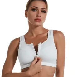 Women's High Support Sports Bra Running Bra Wirefree Zip Front Bra Top Padded Yoga Gym Workout Running High Impact Breathable Quick Dry Spandex Black Blue Purple Solid Colored Home Outfits Women Lingerie