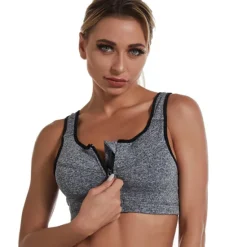 Women's High Support Sports Bra Running Bra Wirefree Zip Front Bra Top Padded Yoga Gym Workout Running High Impact Breathable Quick Dry Spandex Black Blue Purple Solid Colored Home Outfits Women Lingerie