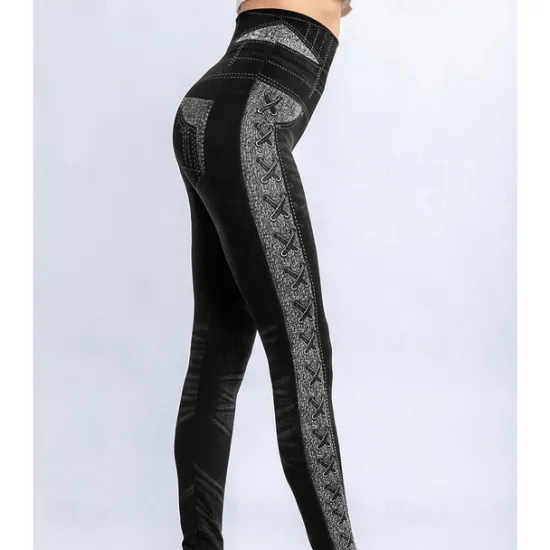 Online Women's High Waist Floral Fashion Comfy Tummy Control Butt Lift High Elasticity Athletic Athleisure Black Blue Summer Spring Fall Skinny Women Leggings
