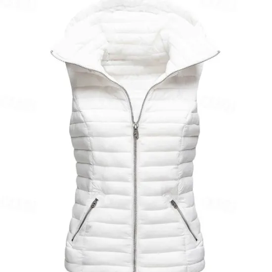 Discount Women's Hiking Vest Quilted Puffer Vest Sleeveless Outerwear Outdoor Thermal Warm Windproof Lightweight Winter Pocket Nylon Black White Red Hunting Fishing Camping / Hiking / Caving Women Puffers & Parka