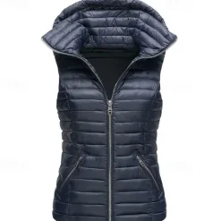 Discount Women's Hiking Vest Quilted Puffer Vest Sleeveless Outerwear Outdoor Thermal Warm Windproof Lightweight Winter Pocket Nylon Black White Red Hunting Fishing Camping / Hiking / Caving Women Puffers & Parka