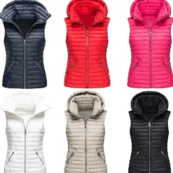 Discount Women's Hiking Vest Quilted Puffer Vest Sleeveless Outerwear Outdoor Thermal Warm Windproof Lightweight Winter Pocket Nylon Black White Red Hunting Fishing Camping / Hiking / Caving Women Puffers & Parka