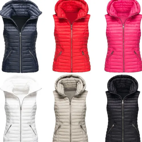 Discount Women's Hiking Vest Quilted Puffer Vest Sleeveless Outerwear Outdoor Thermal Warm Windproof Lightweight Winter Pocket Nylon Black White Red Hunting Fishing Camping / Hiking / Caving Women Puffers & Parka