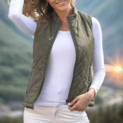Best Women's Hiking Vest Sleeveless Top Outdoor Thermal Warm Quick Dry Zipper Pocket Soft Winter Zipper Pocket Sporty Dark Grey Black White Hunting Fishing Climbing Women Puffers & Parka