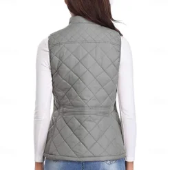 Best Women's Hiking Vest Sleeveless Top Outdoor Thermal Warm Quick Dry Zipper Pocket Soft Winter Zipper Pocket Sporty Dark Grey Black White Hunting Fishing Climbing Women Puffers & Parka