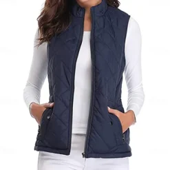 Best Women's Hiking Vest Sleeveless Top Outdoor Thermal Warm Quick Dry Zipper Pocket Soft Winter Zipper Pocket Sporty Dark Grey Black White Hunting Fishing Climbing Women Puffers & Parka