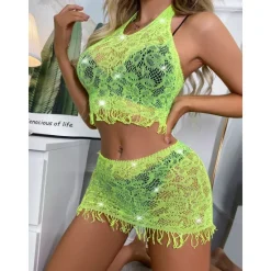 Clearance Women's Hole Sexy Erotic Sexy Bodies Nightwear - Acrylic Solid Colored Home Outfits Women Lingerie