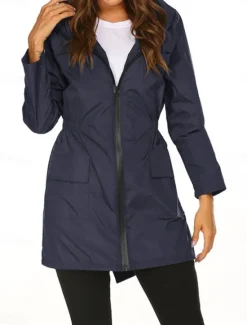 Hot Women's Hoodie Jacket Comfortable Breathable Zipper Pocket Casual Plain Outdoor Vacation Street Daily Wear Zipper Regular Hooded Regular Fit Long Sleeve Outerwear Black Navy Blue Dark Green Spring Women Jackets|Coats & Trench Coats