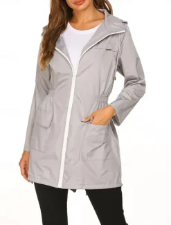 Hot Women's Hoodie Jacket Comfortable Breathable Zipper Pocket Casual Plain Outdoor Vacation Street Daily Wear Zipper Regular Hooded Regular Fit Long Sleeve Outerwear Black Navy Blue Dark Green Spring Women Jackets|Coats & Trench Coats