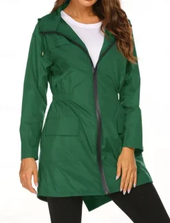 Hot Women's Hoodie Jacket Comfortable Breathable Zipper Pocket Casual Plain Outdoor Vacation Street Daily Wear Zipper Regular Hooded Regular Fit Long Sleeve Outerwear Black Navy Blue Dark Green Spring Women Jackets|Coats & Trench Coats