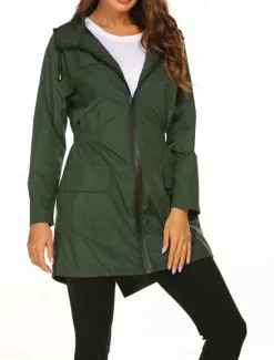 Hot Women's Hoodie Jacket Comfortable Breathable Zipper Pocket Casual Plain Outdoor Vacation Street Daily Wear Zipper Regular Hooded Regular Fit Long Sleeve Outerwear Black Navy Blue Dark Green Spring Women Jackets|Coats & Trench Coats