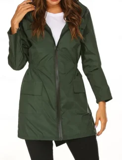 Hot Women's Hoodie Jacket Comfortable Breathable Zipper Pocket Casual Plain Outdoor Vacation Street Daily Wear Zipper Regular Hooded Regular Fit Long Sleeve Outerwear Black Navy Blue Dark Green Spring Women Jackets|Coats & Trench Coats