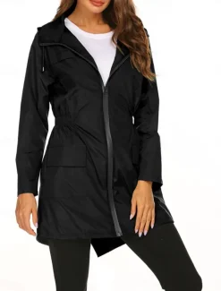 Hot Women's Hoodie Jacket Comfortable Breathable Zipper Pocket Casual Plain Outdoor Vacation Street Daily Wear Zipper Regular Hooded Regular Fit Long Sleeve Outerwear Black Navy Blue Dark Green Spring Women Jackets|Coats & Trench Coats