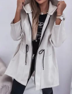 Discount Women's Hoodie Jacket Comfortable Breathable Zipper Pocket Fashion Casual Plain Vacation Street Casual Daily Wear Zipper Regular Hooded Regular Fit Long Sleeve Outerwear Black Army Green Beige Spring Women Coats & Trench Coats