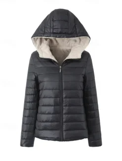 Best Womens Hoodie Jacket Fleece Lapel short cotton-padded jacket Women Puffers & Parka