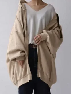 New Women's Hoodie Jacket Outdoor Street Daily Wear Fall Winter Long Coat Regular Fit Thermal Warm Breathable Stylish Casual Jacket Long Sleeve Plain with Pockets Full Zip Black Red Apricot Women Jackets
