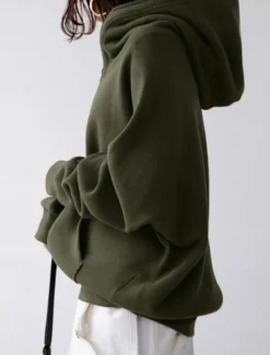 Sale Women's Hoodie Jacket Outdoor Street Daily Wear Fall Winter Regular Coat Regular Fit Thermal Warm Breathable Stylish Casual Jacket Long Sleeve Plain with Pockets Full Zip Black Red Green Women Jackets