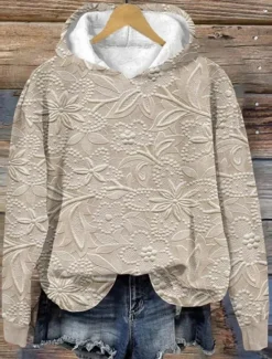 Outlet Women's Hoodie Pullover Sweatshirt Oversized Long Sleeve Casual Graphic Floral Vintage Retro Hooded Regular Tops Street Dailywear Print Pink Blue Beige Spring Fall Winter Women Hoodies & Sweatshirts