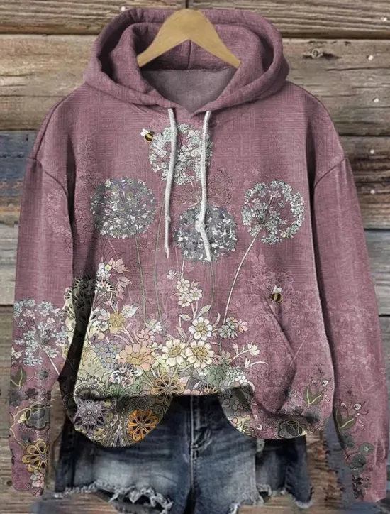 New Women's Hoodie Pullover Sweatshirt Oversized Long Sleeve Casual Graphic Vintage Fashion Western Hooded Tops Street Dailywear Holiday Print Front Pocket White Yellow Dark Pink Red Brown Fall Winter Women Hoodies & Sweatshirts